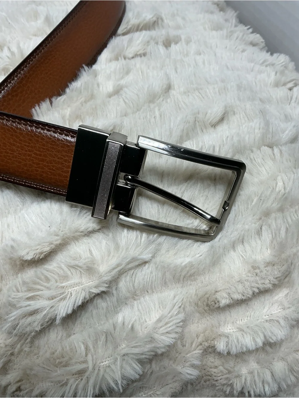 Men’s Classic Brown Bonded Leather Dress Belt Size 32/80 Silver Buckle NWOT